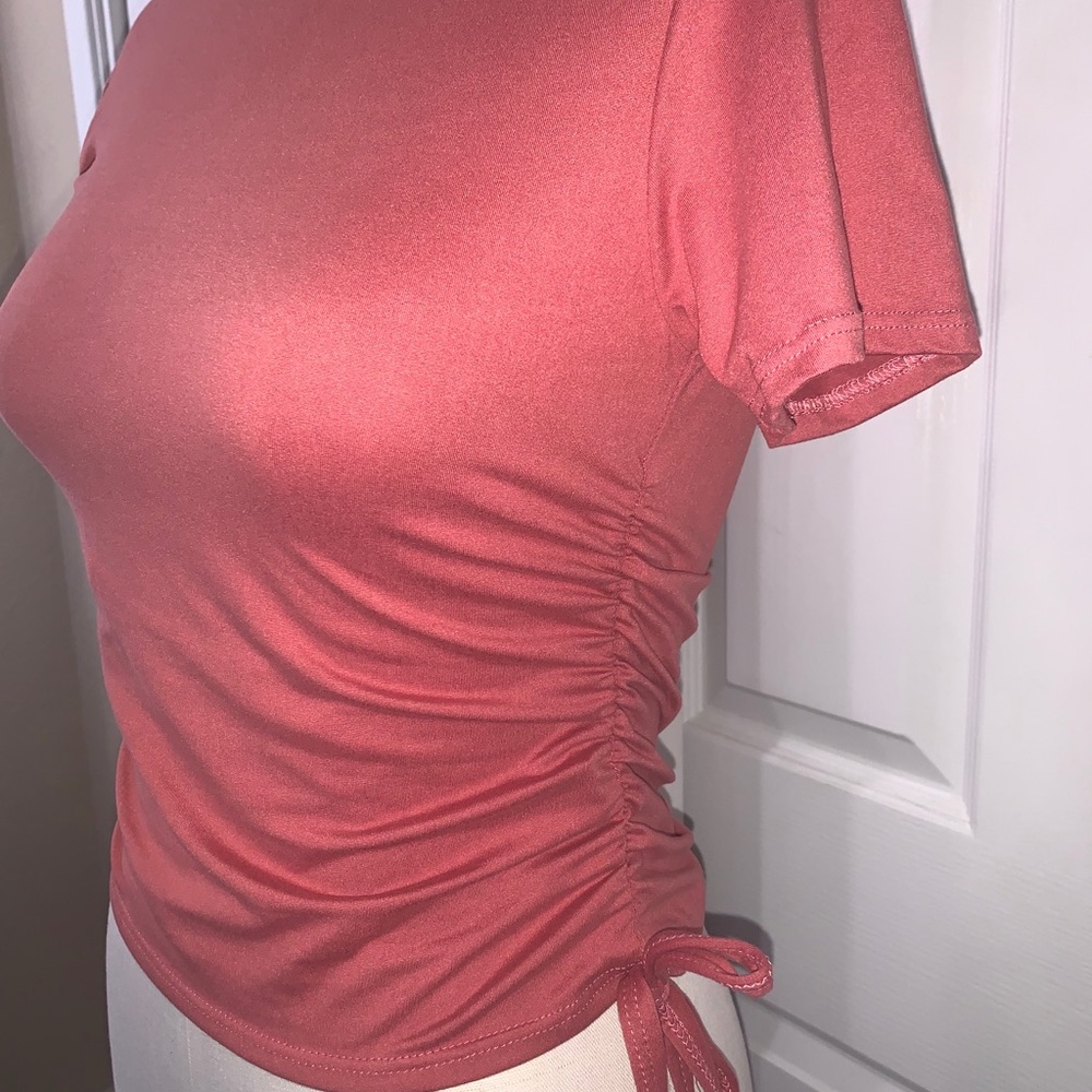 Pink tie up shirt